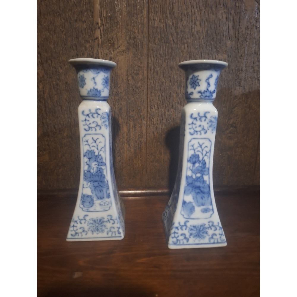 Vintage Asian oriental candle holders set of 2